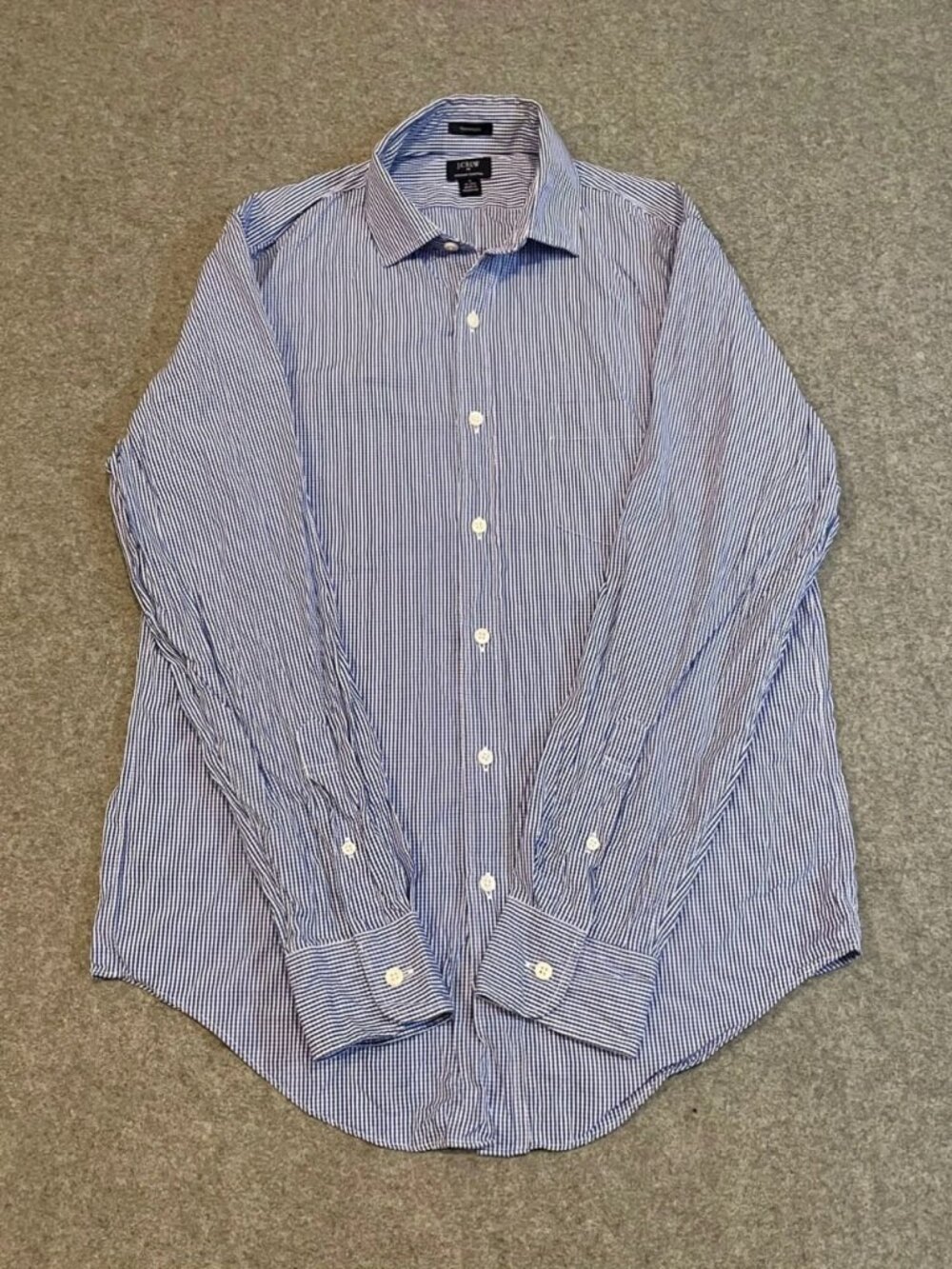 Blue & White Premium Cotton Striped Button-Up Shirt Men’s M